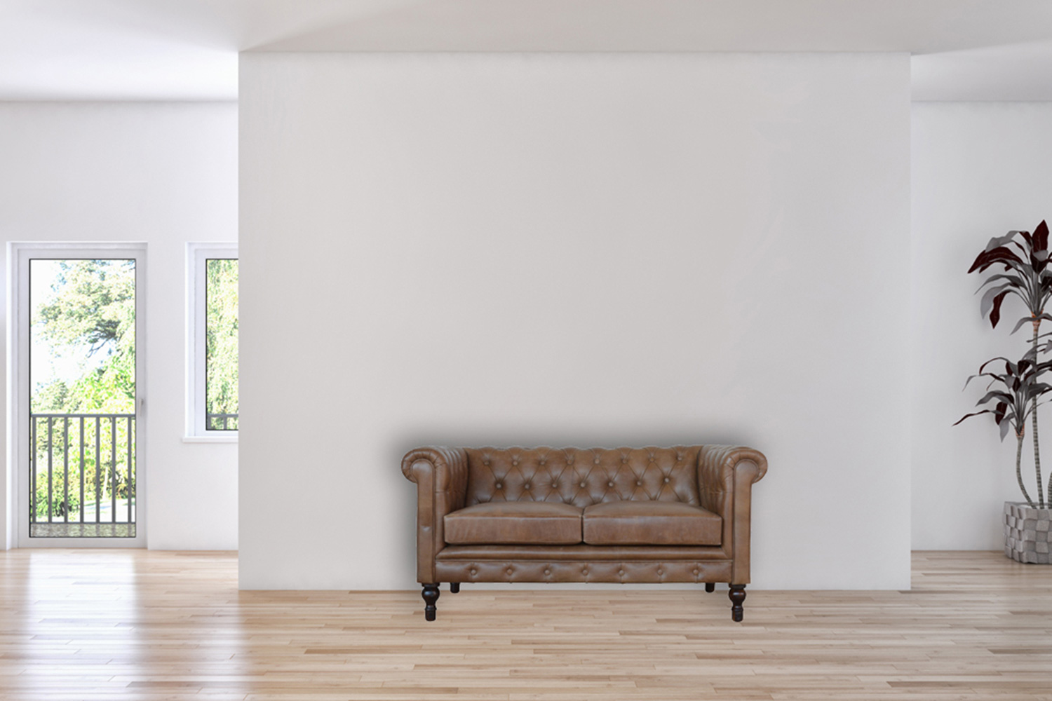 Artisan Chesterfield Sofa with 2 Seater - Brown, Leather
