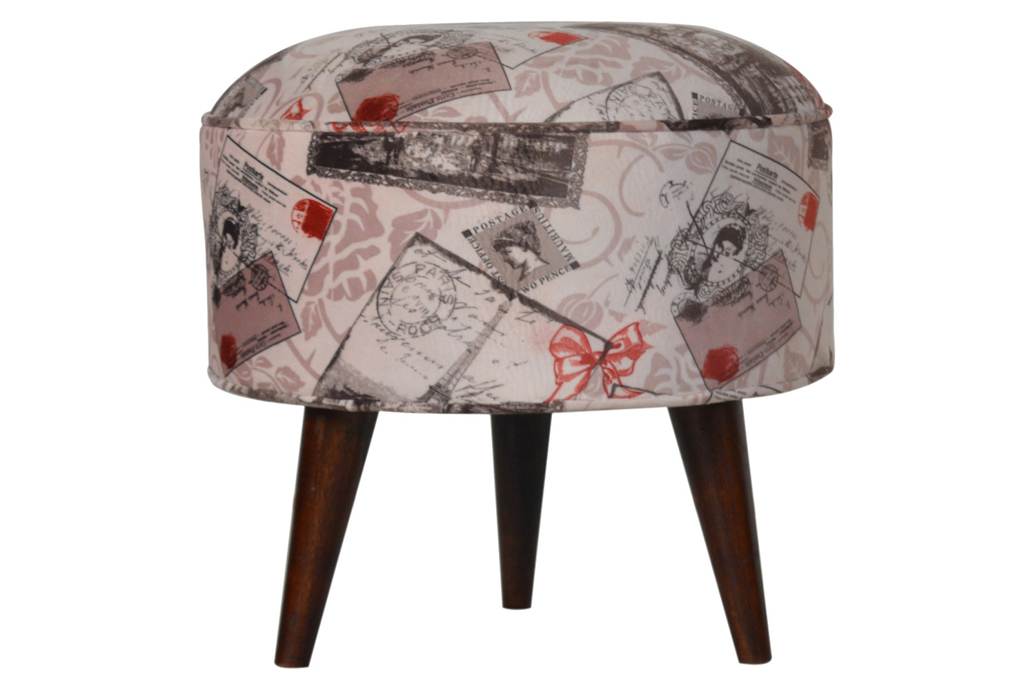 Artisan Nordic Style Footstool - Postcard, Velvet