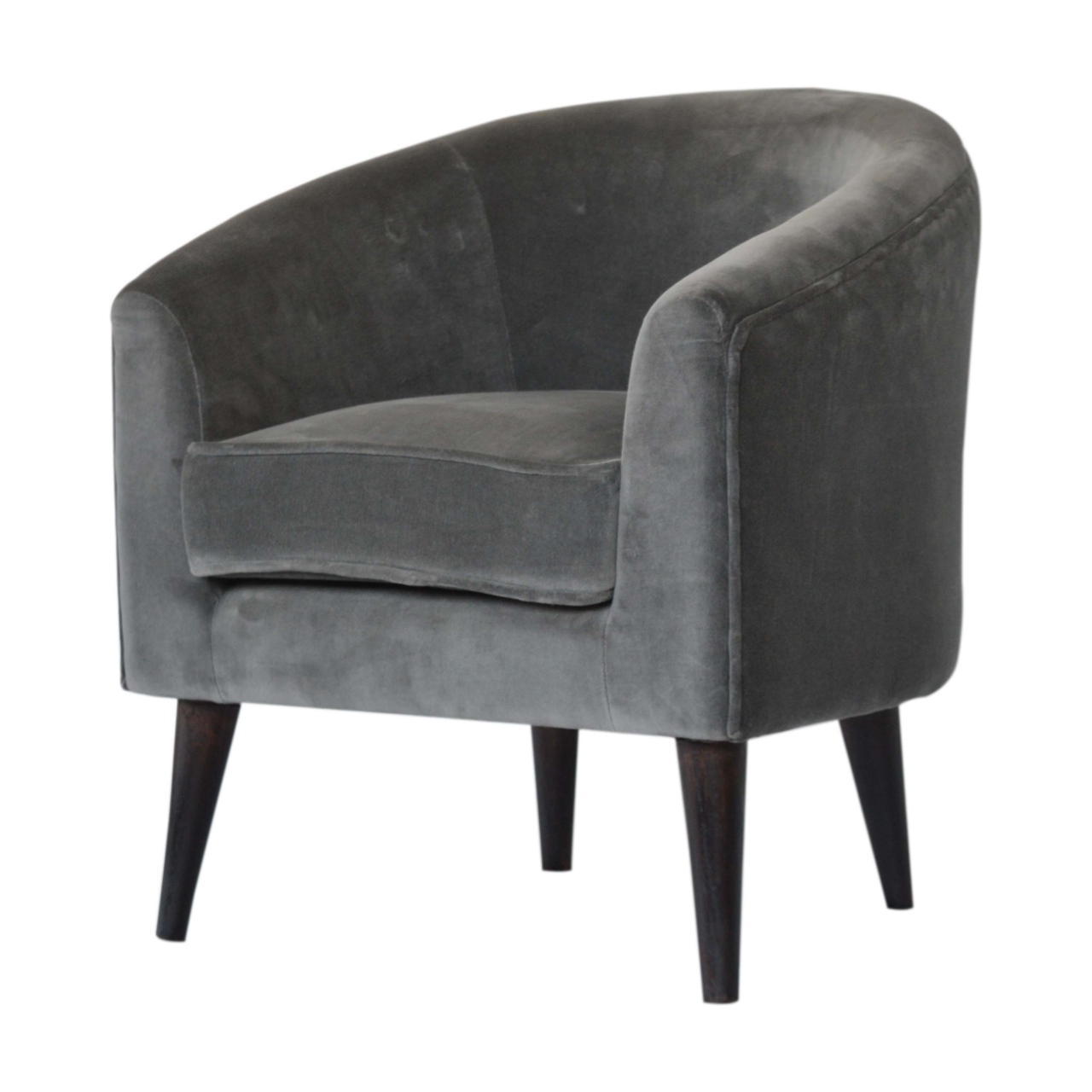 Artisan - Nordic Style Armchair in Gray, Velvet