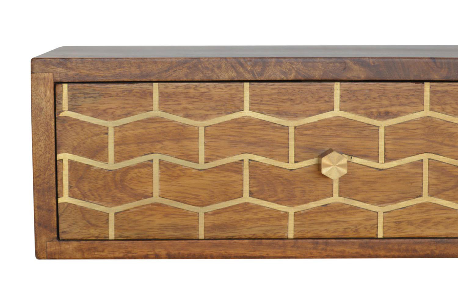 Artisan Wall Mounted Gold Art Pattern Chestnut Bedside