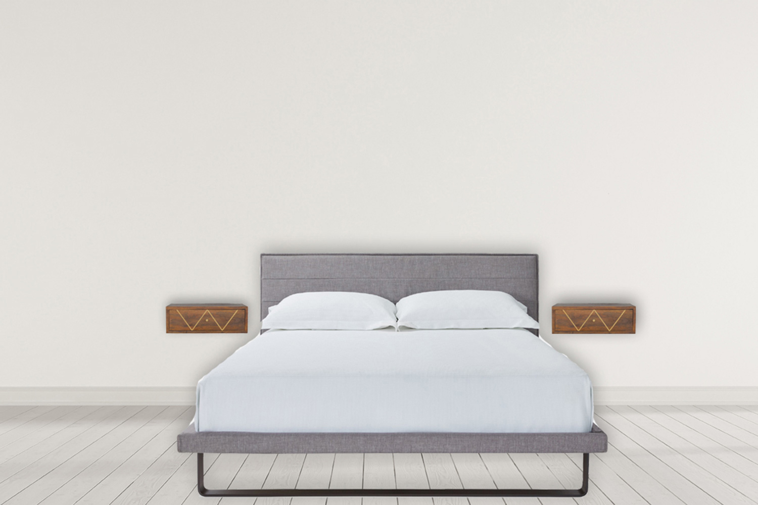 Artisan Wall Mounted Chestnut Brass Inlay Bedside