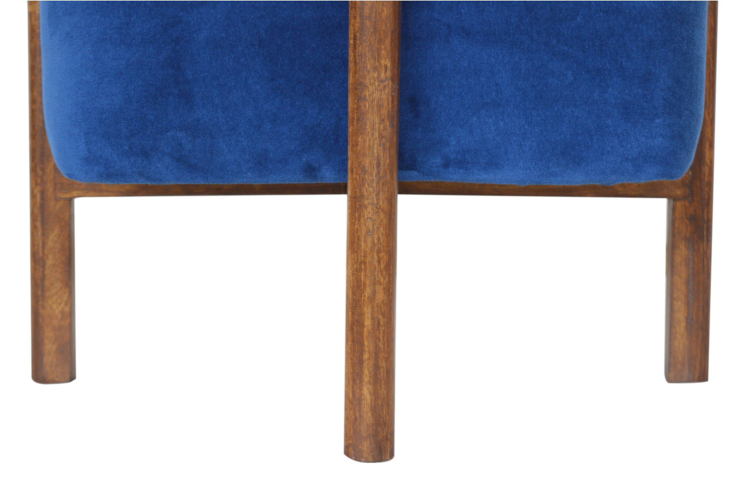 Artisan Footstool with Solid Wood Legs - Royal Blue, Velvet