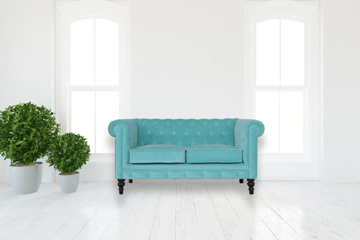 Artisan Chesterfield Sofa with 2 Seater - Aqua, Velvet