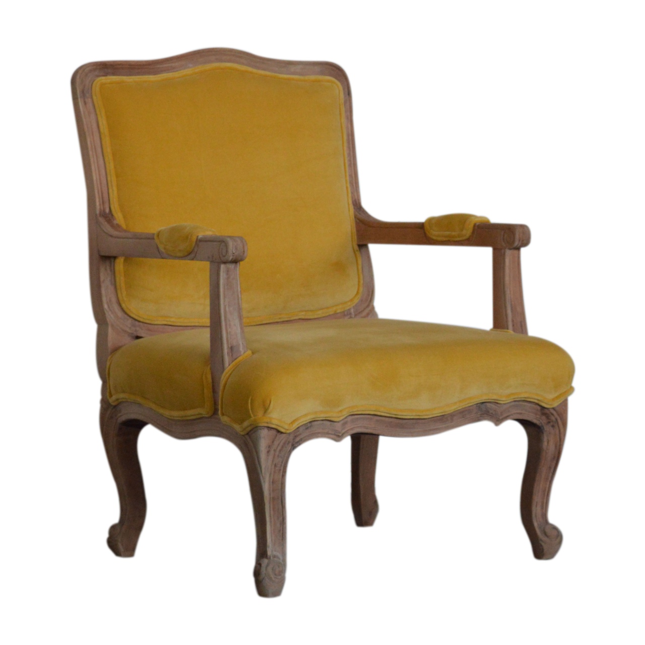 Artisan - French Style Chair in Mustard, Velvet