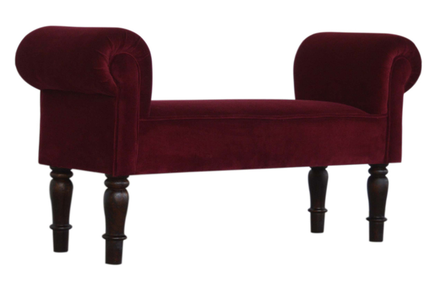 Artisan Bedroom Bench - Whine Red, Velvet