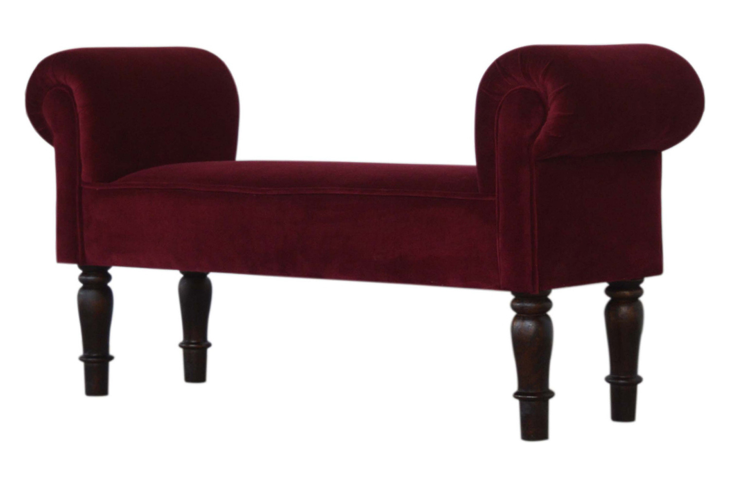Artisan Bedroom Bench - Whine Red, Velvet