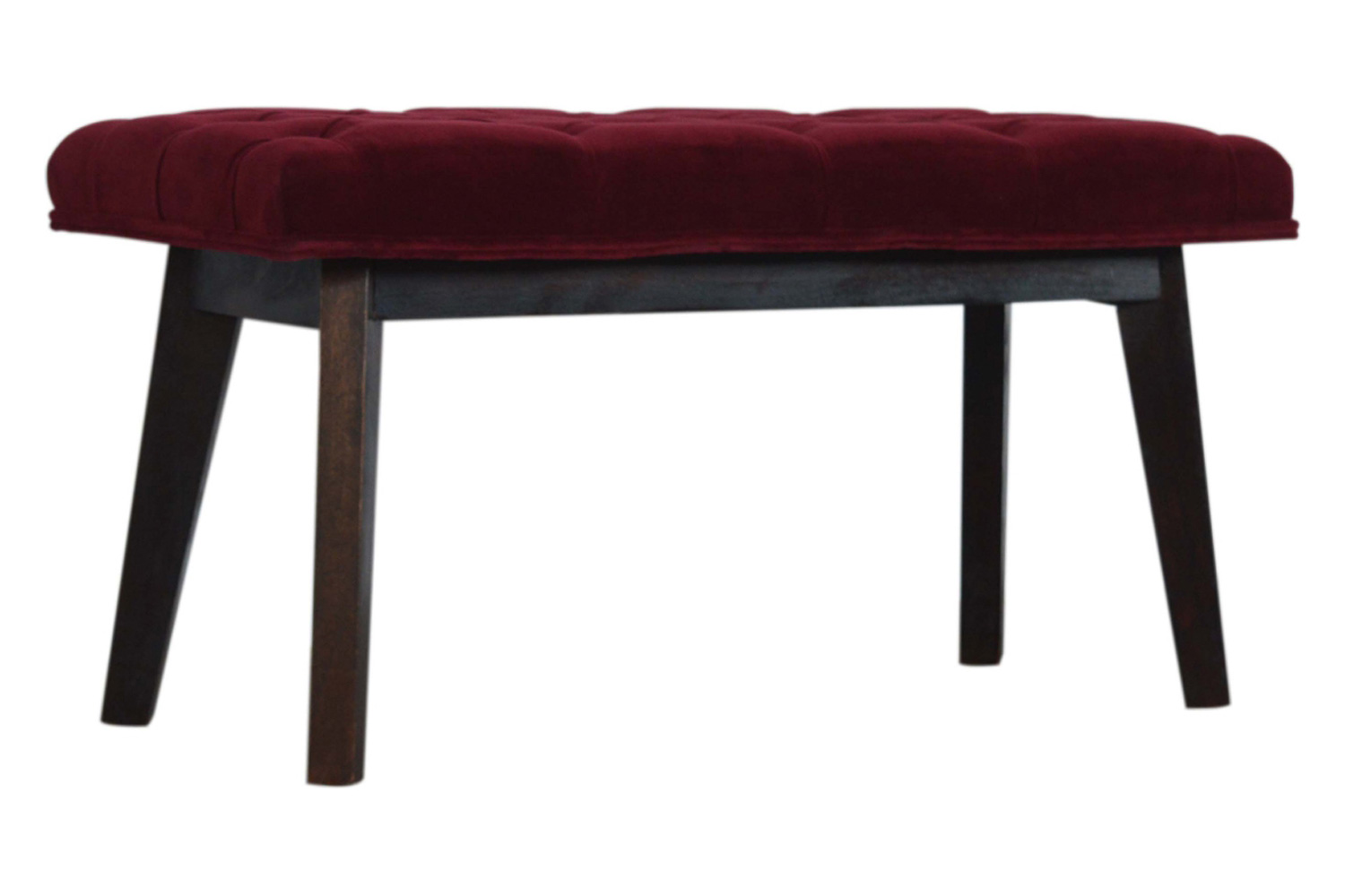 Artisan Velvet Hallway Bench - Wine Red