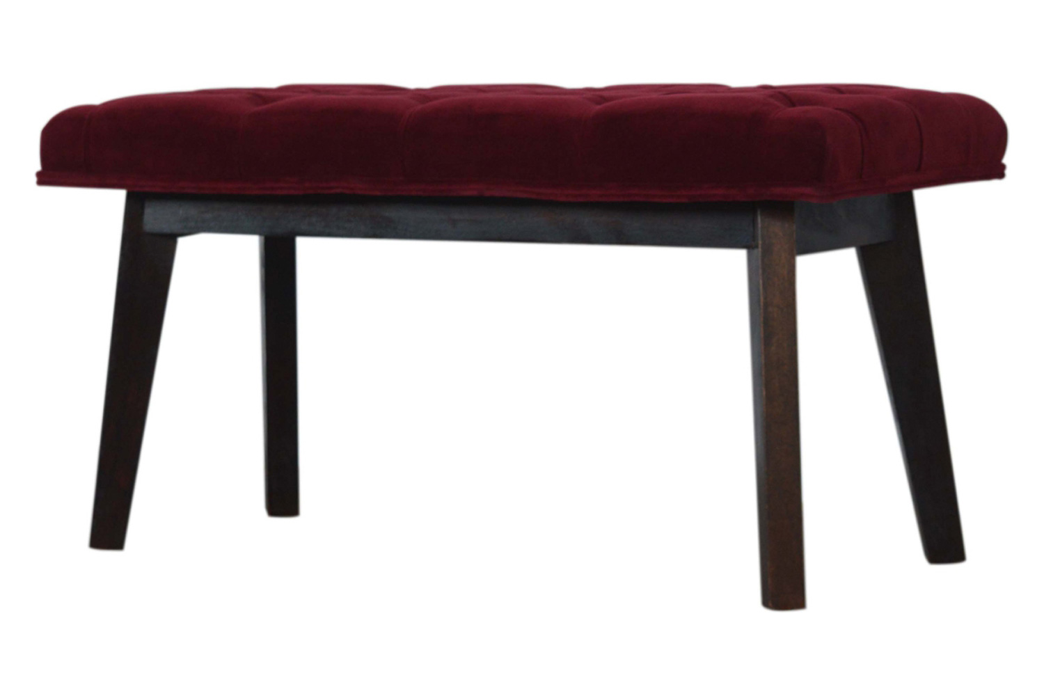 Artisan Velvet Hallway Bench - Wine Red