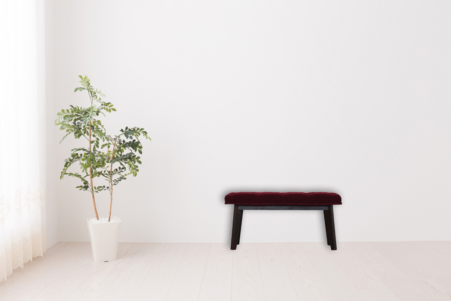 Artisan Velvet Hallway Bench - Wine Red