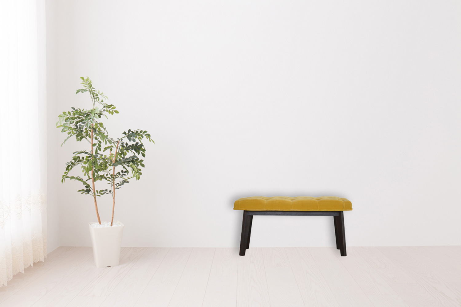 Artisan Velvet Hallway Bench - Mustard