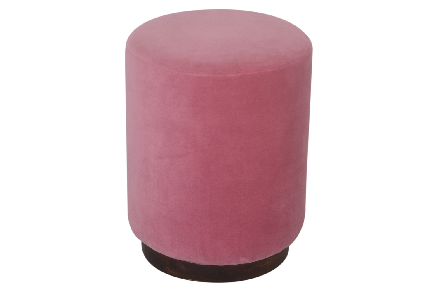 Artisan Footstool with Base - Velvet, Pink, Wooden