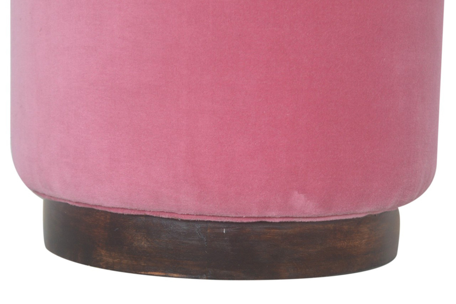 Artisan Footstool with Base - Velvet, Pink, Wooden