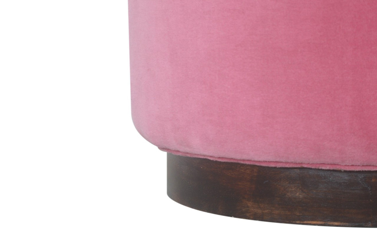 Artisan Footstool with Base - Velvet, Pink, Wooden