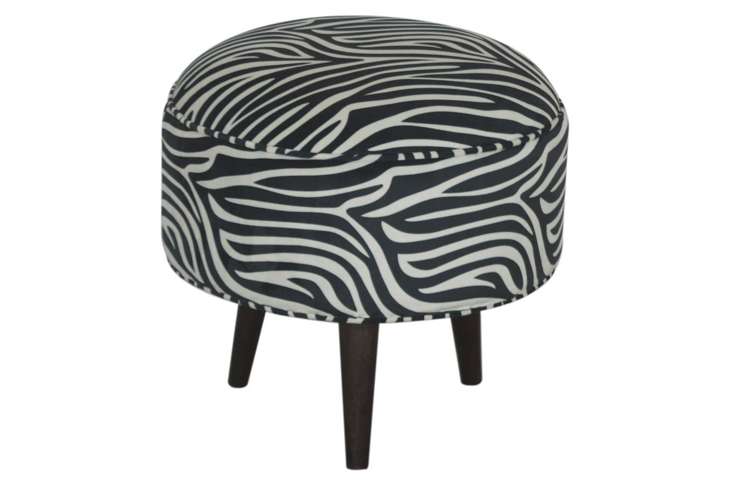 Artisan Nordic Style Footstool - Zebra, Fabric Velvet