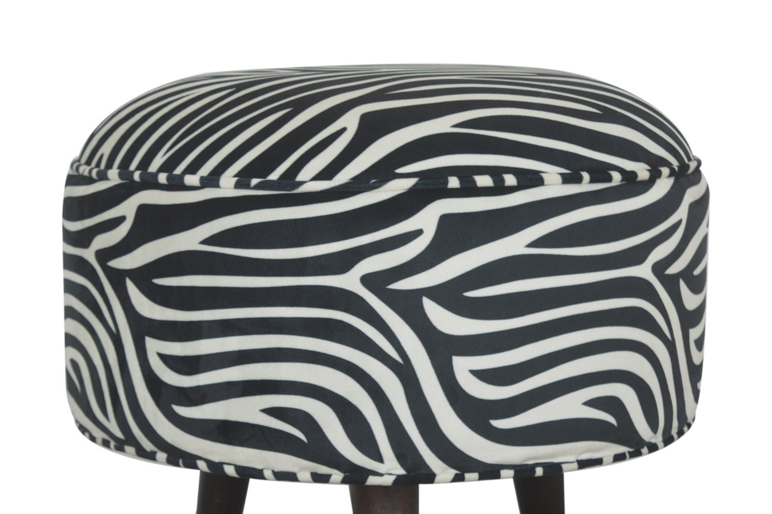 Artisan Nordic Style Footstool - Zebra, Fabric Velvet