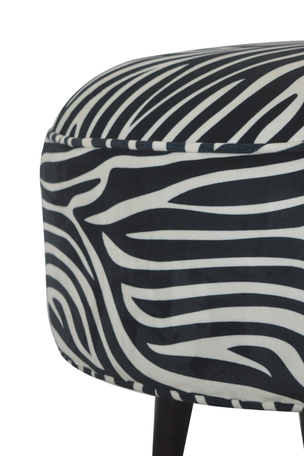 Artisan Nordic Style Footstool - Zebra, Fabric Velvet