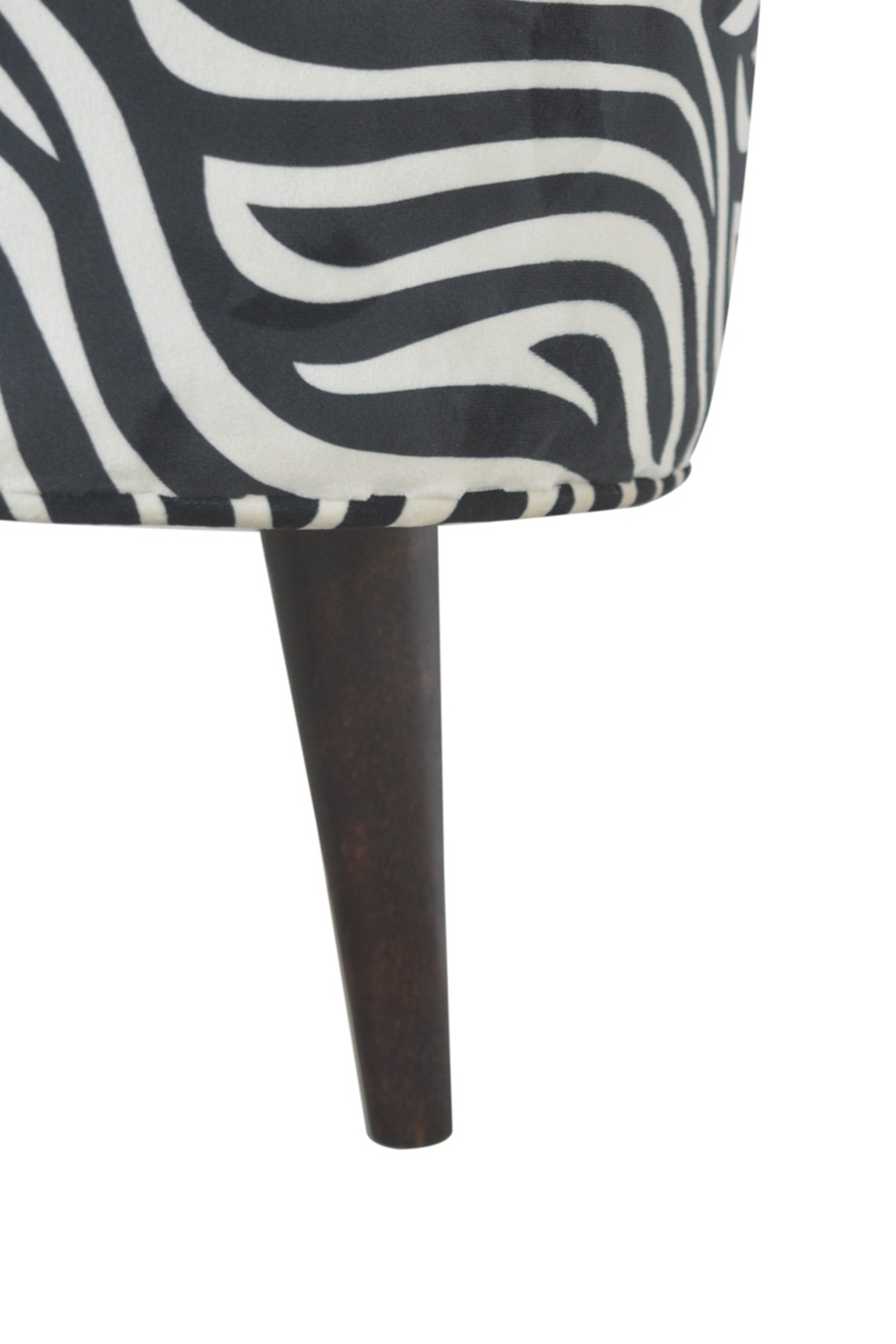Artisan Nordic Style Footstool - Zebra, Fabric Velvet