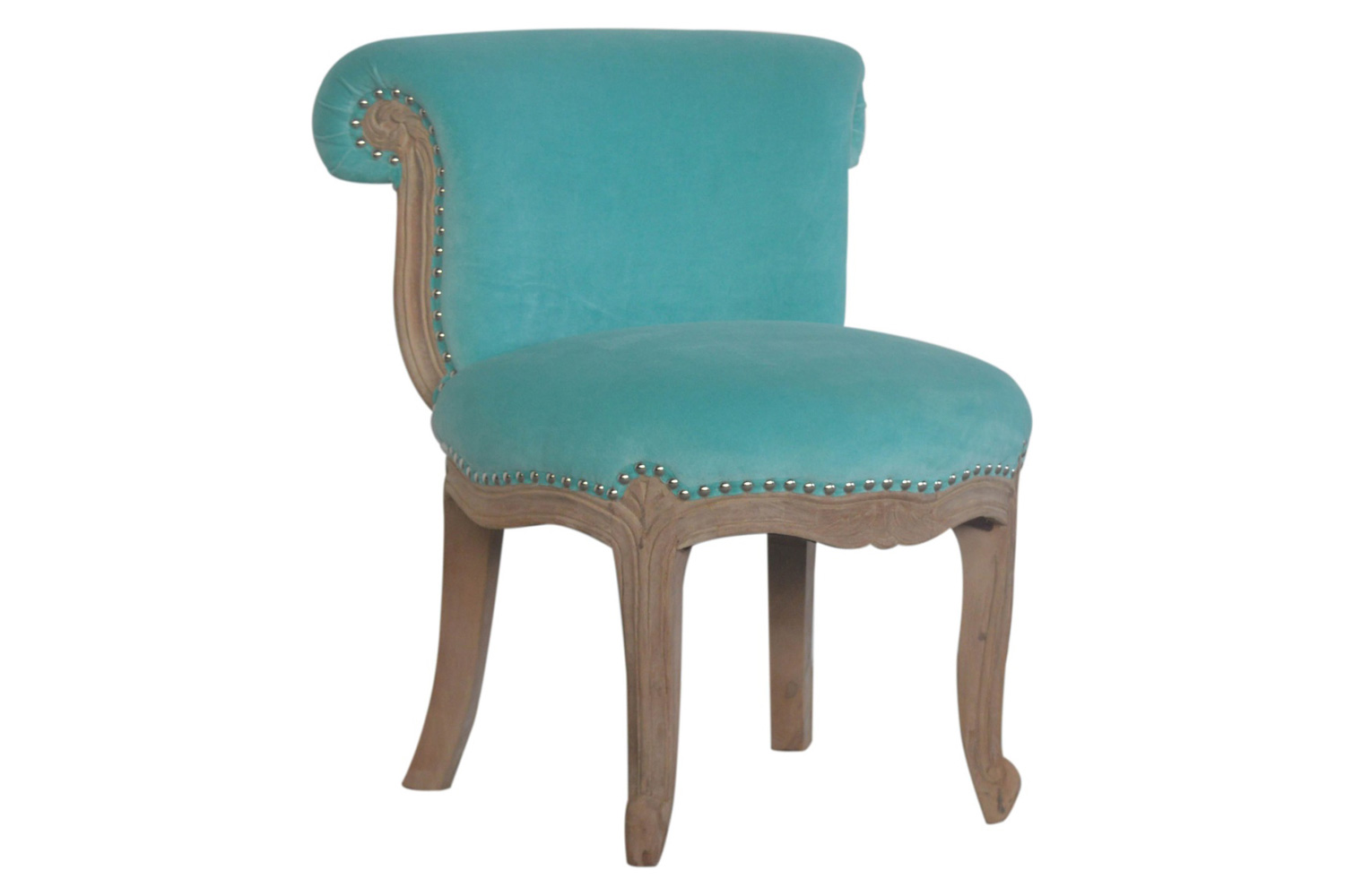 Artisan Studded Chair - Velvet, Aqua