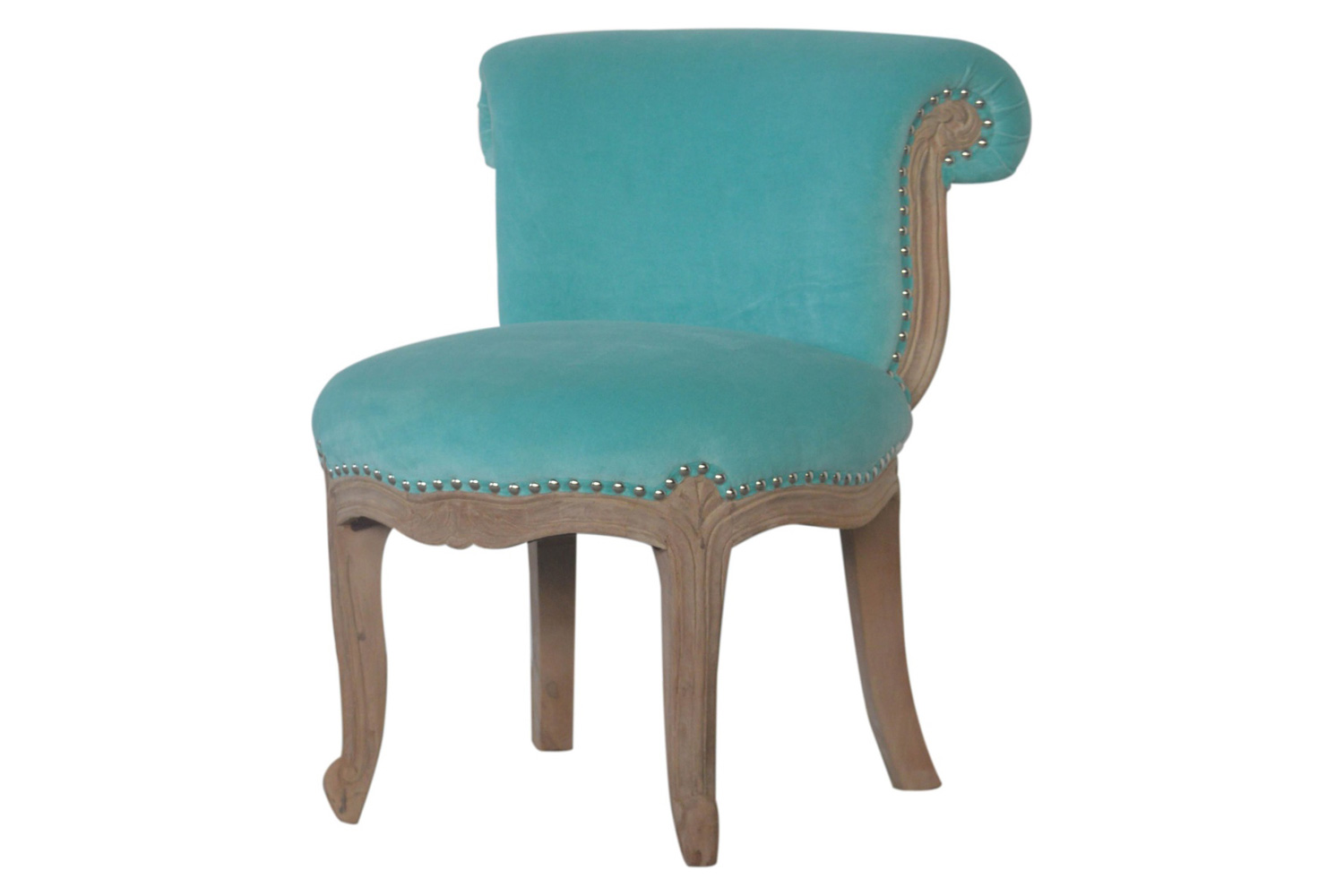 Artisan Studded Chair - Velvet, Aqua