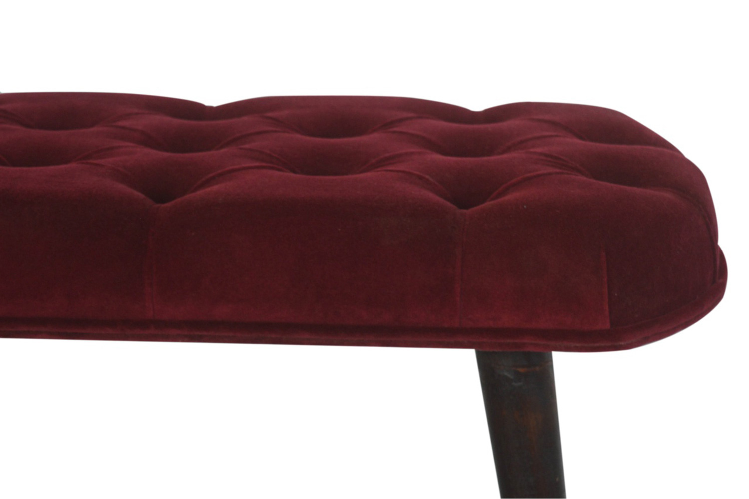 Artisan Deep Button Bench - Wine Red, Velvet