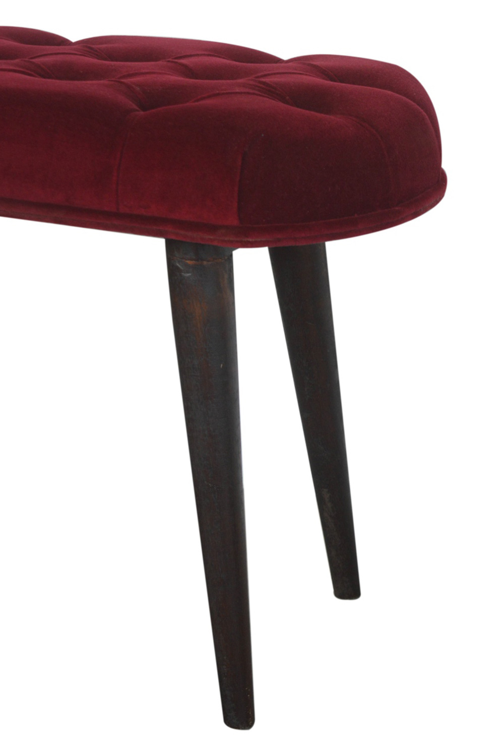 Artisan Deep Button Bench - Wine Red, Velvet