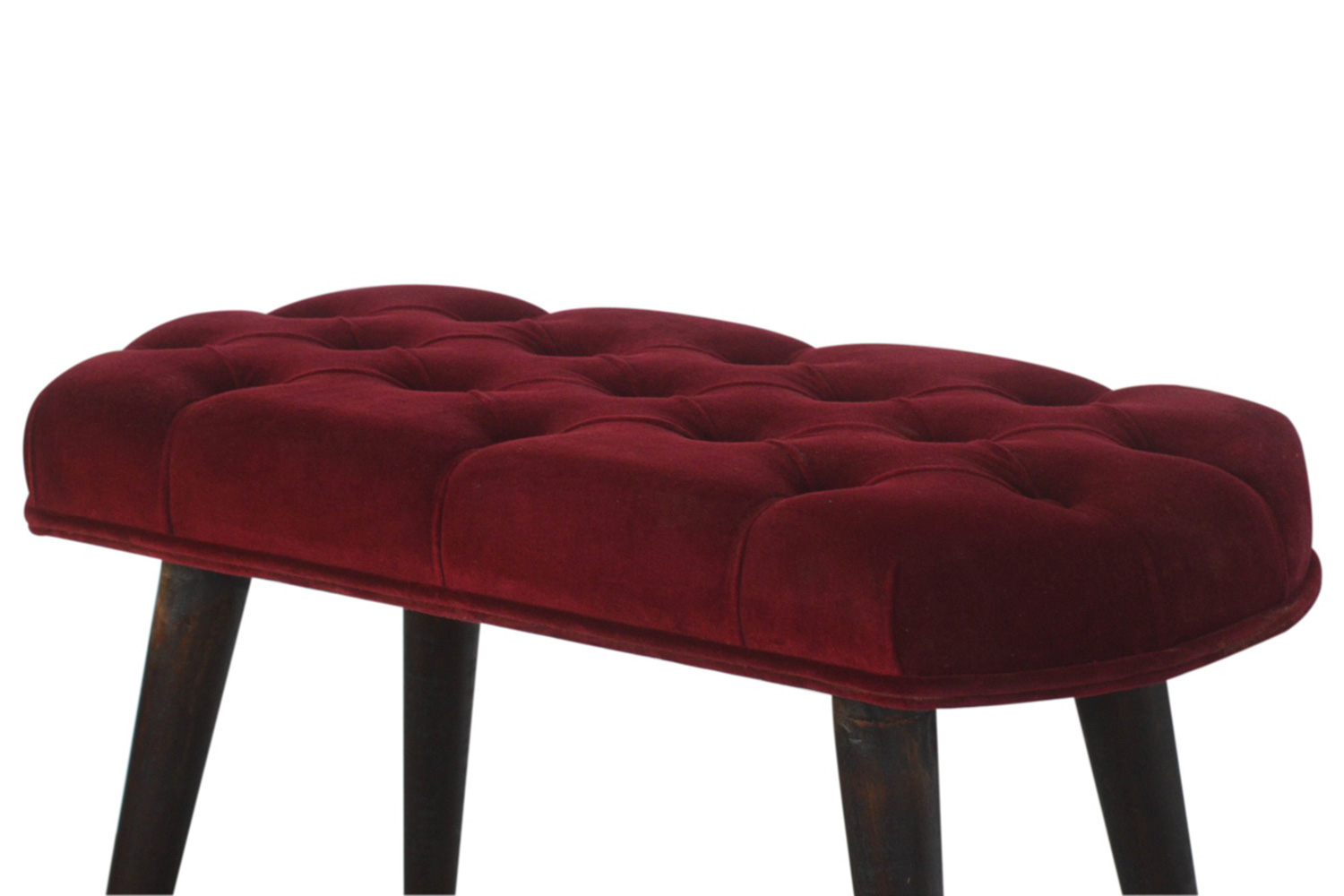 Artisan Deep Button Bench - Wine Red, Velvet