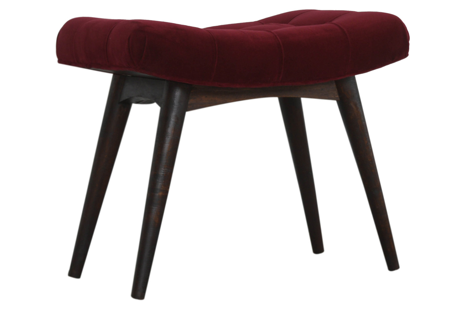 Artisan Curved Bench - Wine Red, Velvet