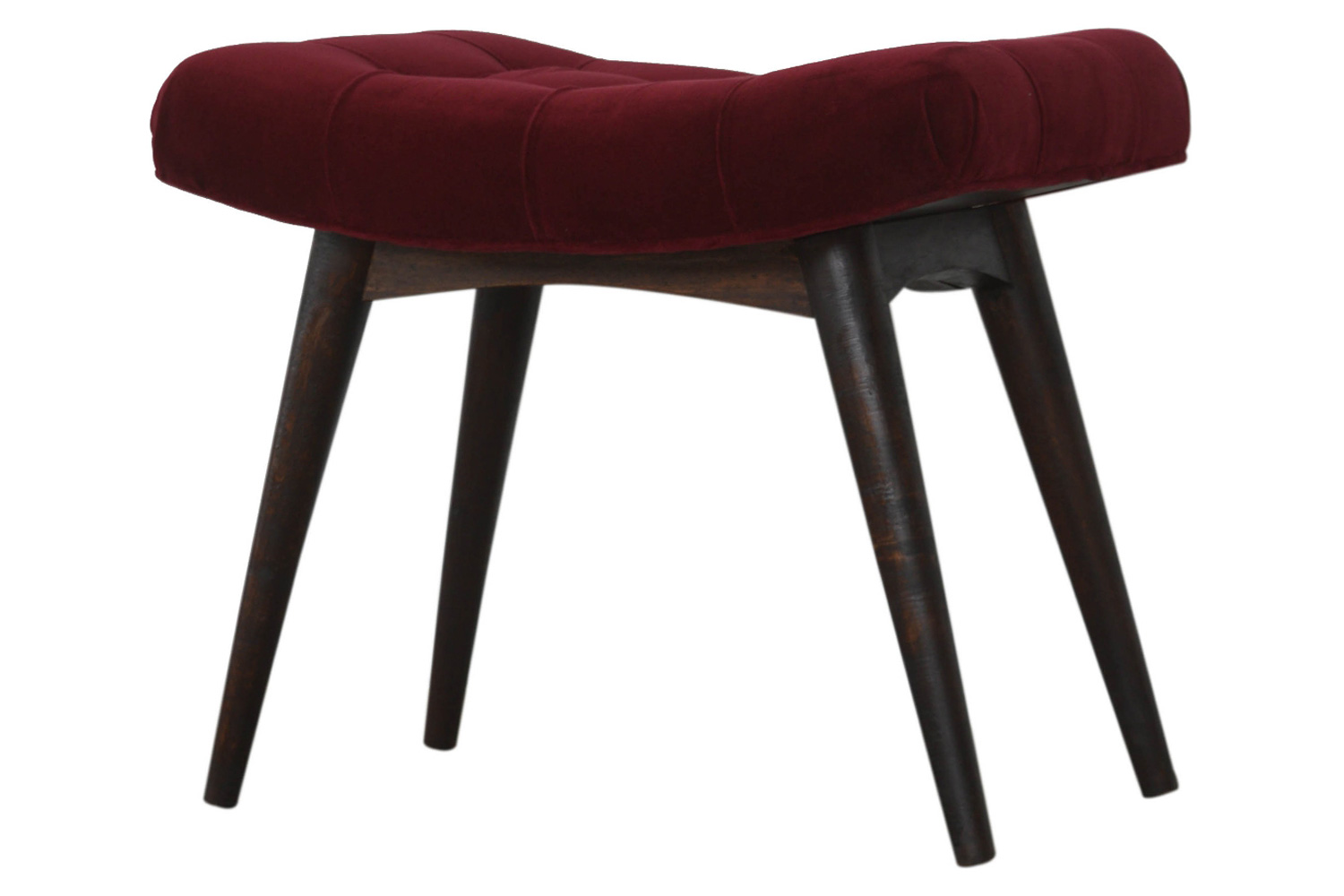 Artisan Curved Bench - Wine Red, Velvet