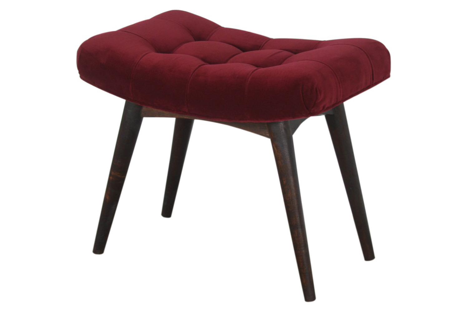 Artisan Curved Bench - Wine Red, Velvet