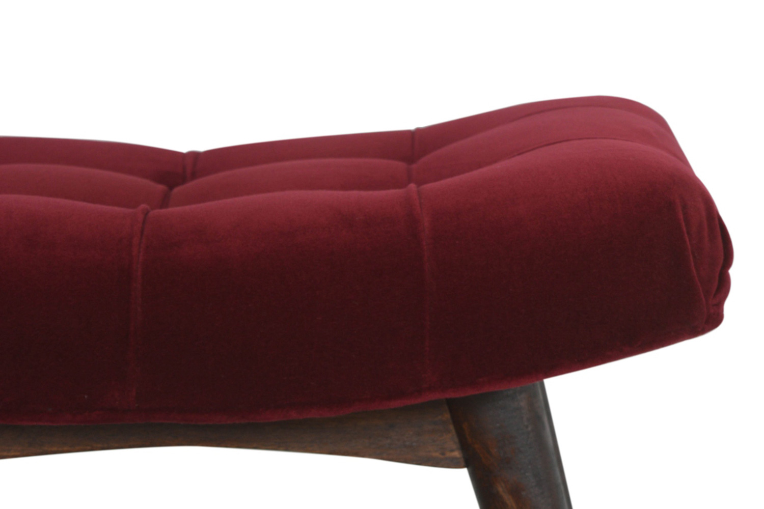 Artisan Curved Bench - Wine Red, Velvet