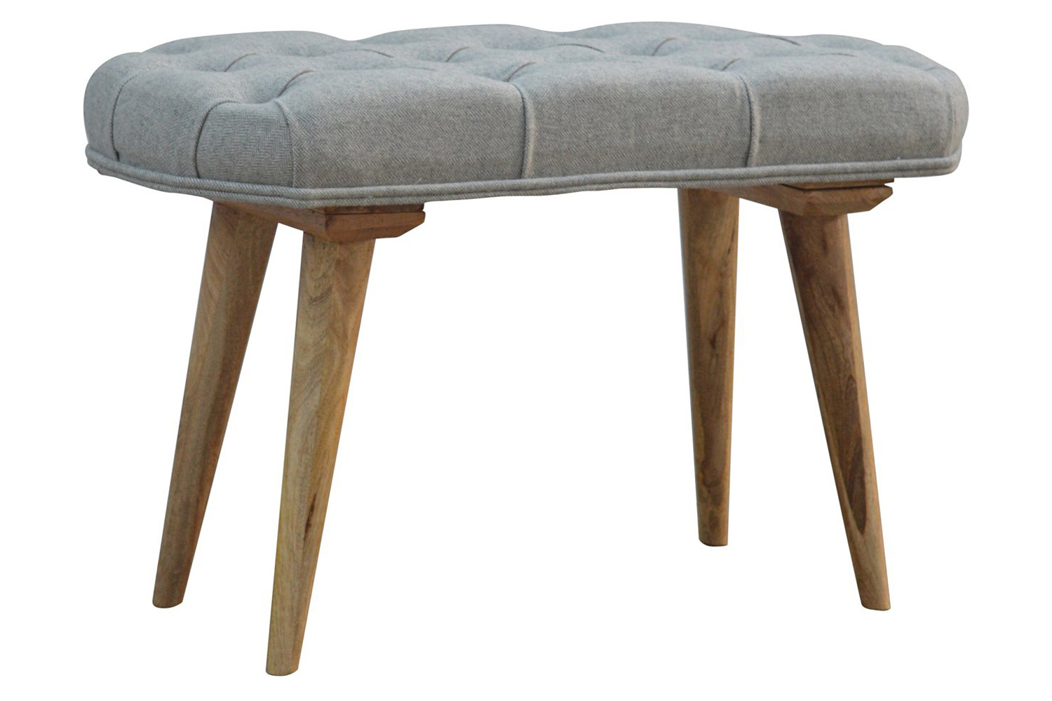 Artisan Deep Button Bench - Gray, Tweed