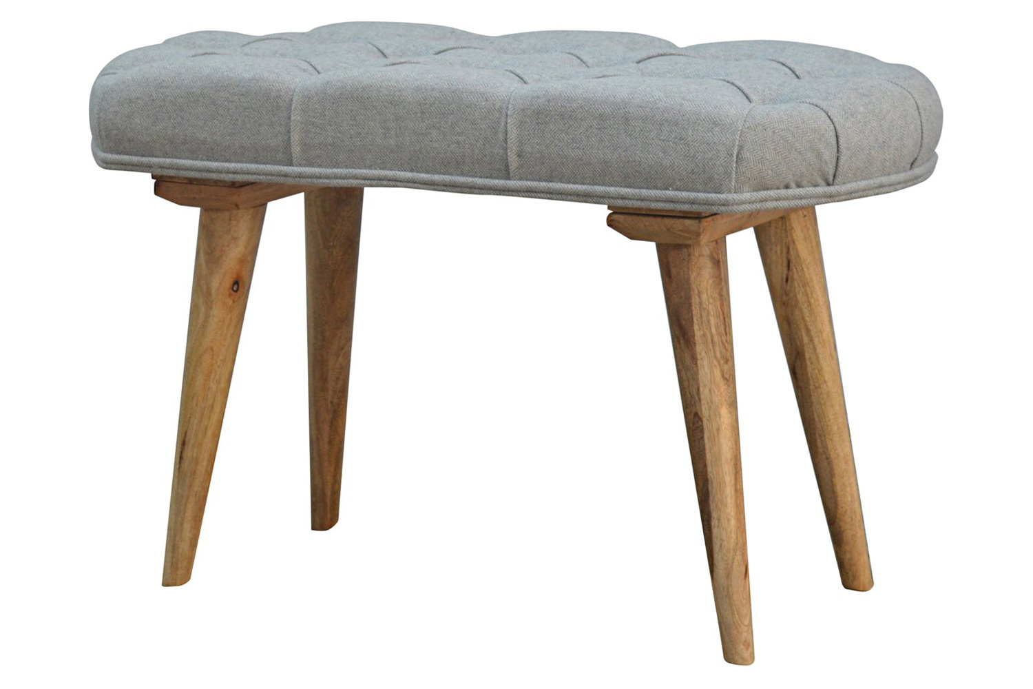 Artisan Deep Button Bench - Gray, Tweed