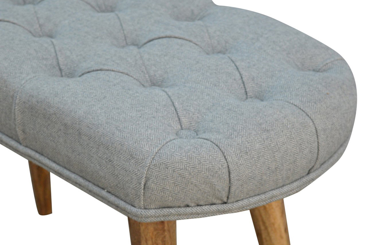 Artisan Deep Button Bench - Gray, Tweed