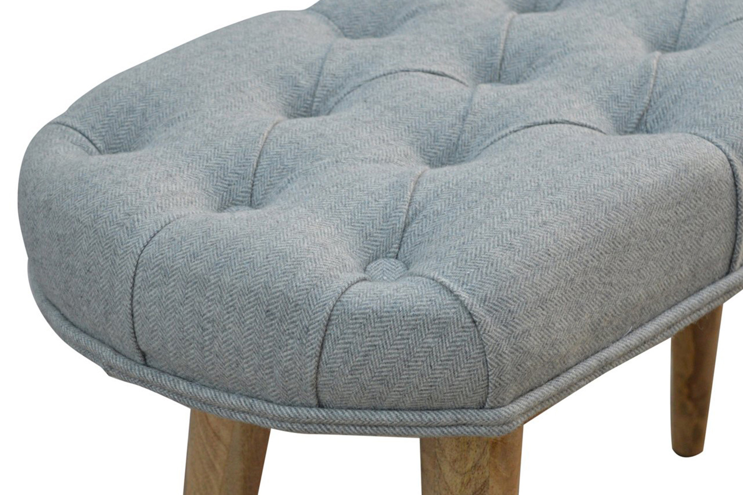 Artisan Deep Button Bench - Gray, Tweed