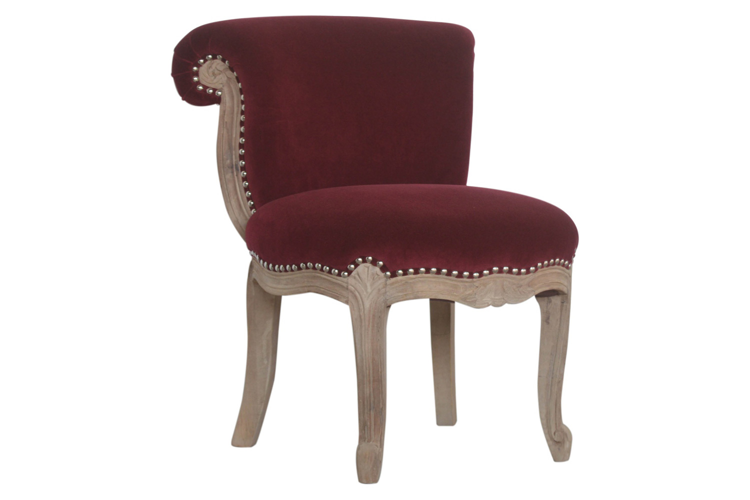Artisan Studded Chair - Velvet, Wine Red