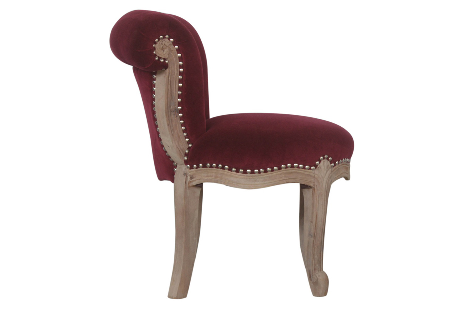 Artisan Studded Chair - Velvet, Wine Red