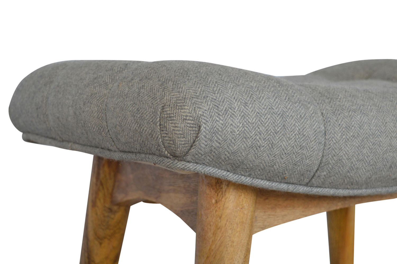 Artisan Curved Bench - Gray, Tweed