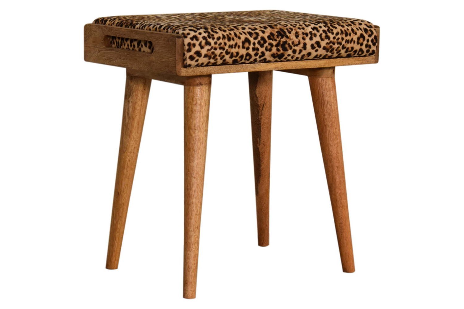 Artisan Tray Style Footstool - Velvet, Leopard