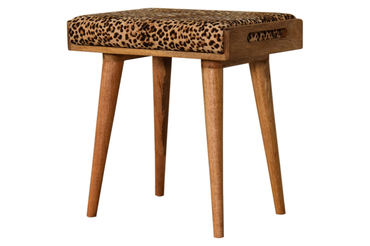 Artisan Tray Style Footstool - Velvet, Leopard