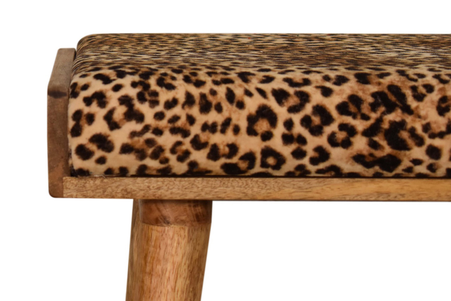 Artisan Tray Style Footstool - Velvet, Leopard