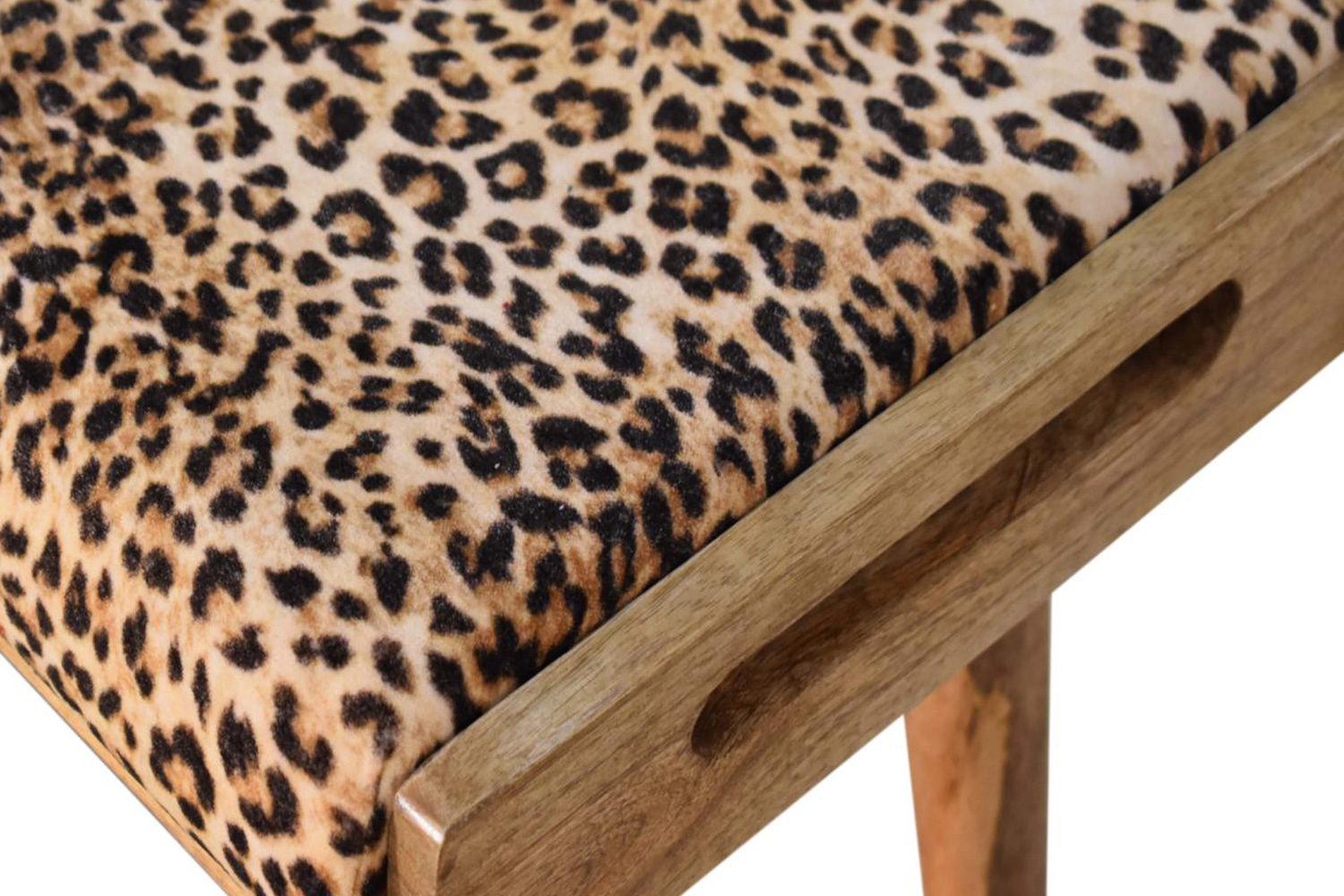 Artisan Tray Style Footstool - Velvet, Leopard