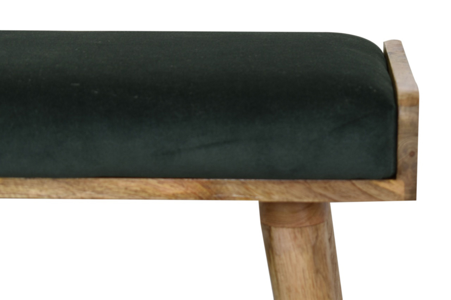 Artisan Tray Style Footstool - Velvet, Emerald Green