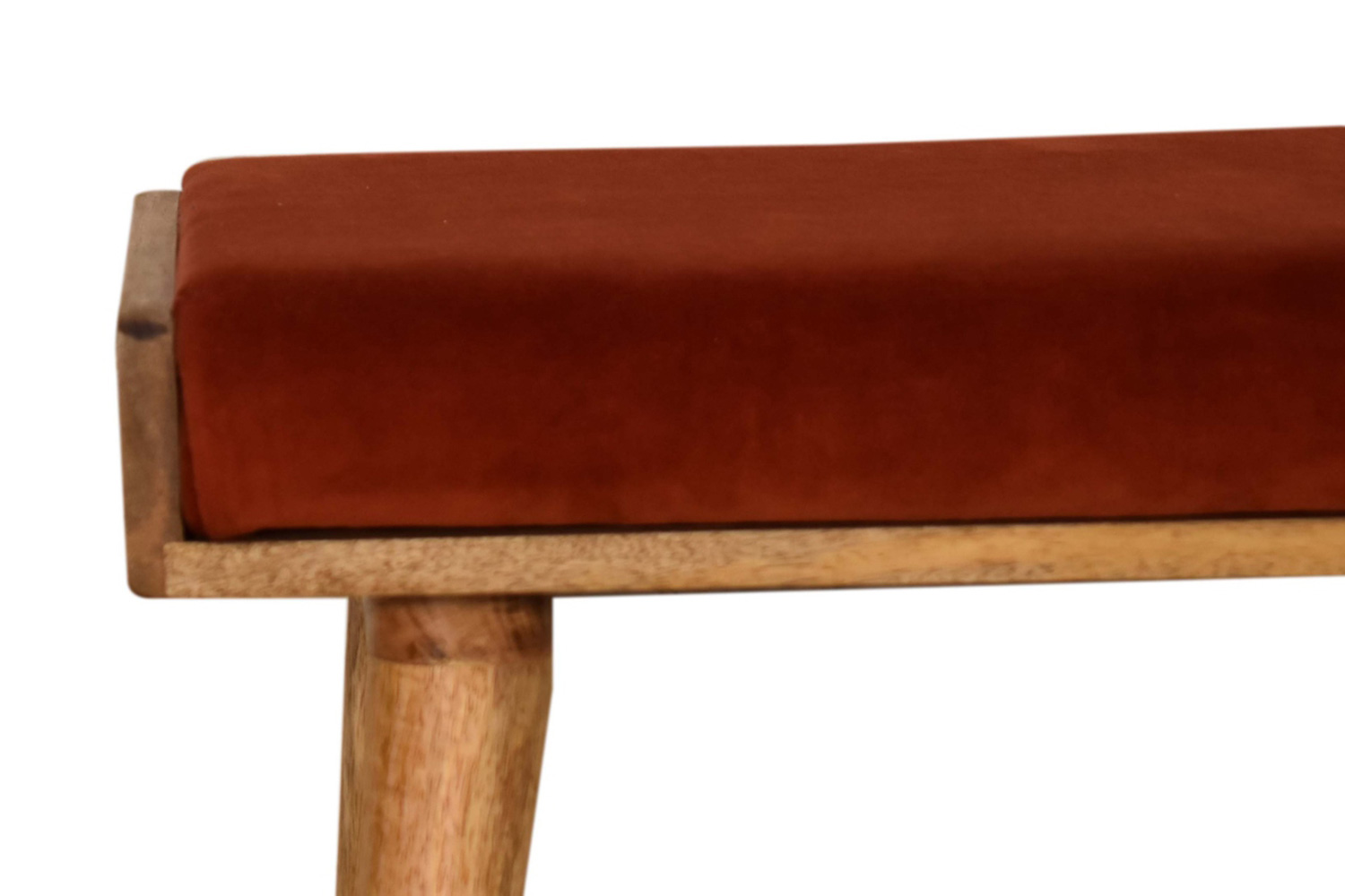 Artisan Tray Style Footstool - Velvet, Brick Red