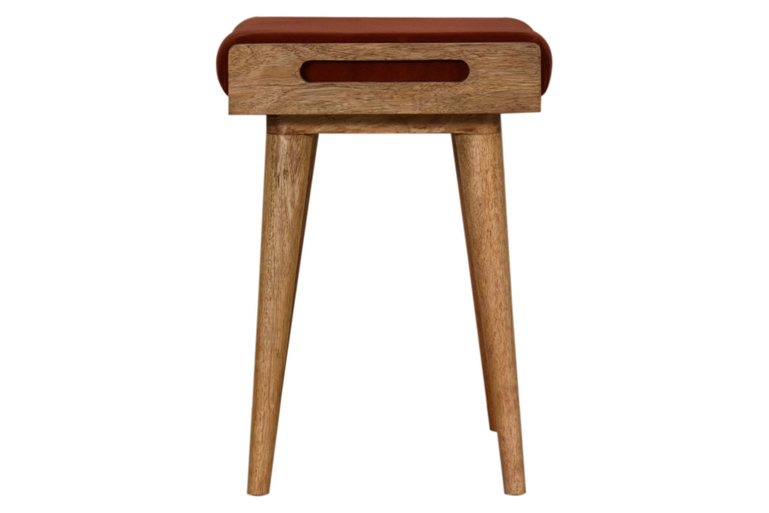 Artisan Tray Style Footstool - Velvet, Brick Red