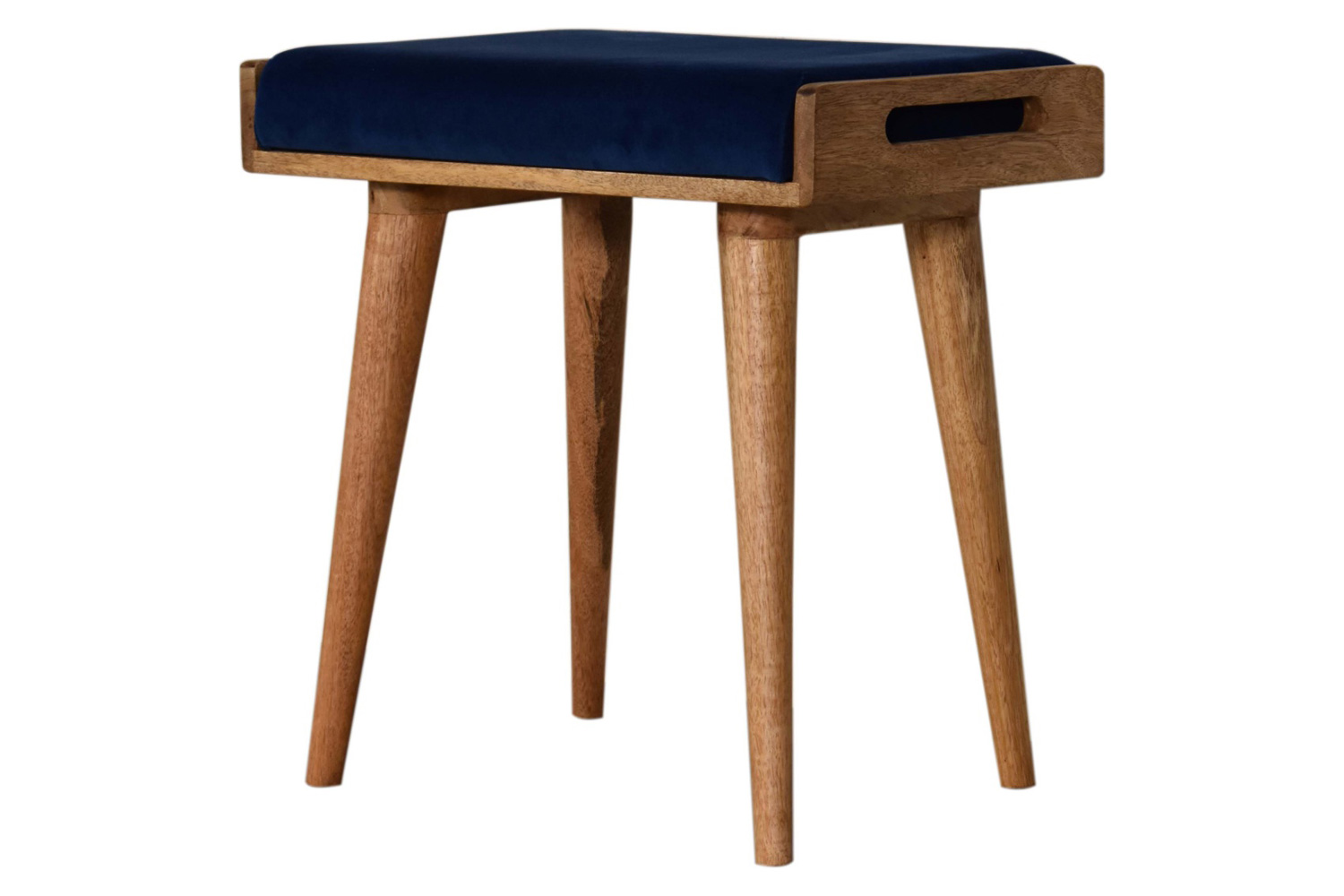 Artisan Tray Style Footstool - Velvet, Royal Blue