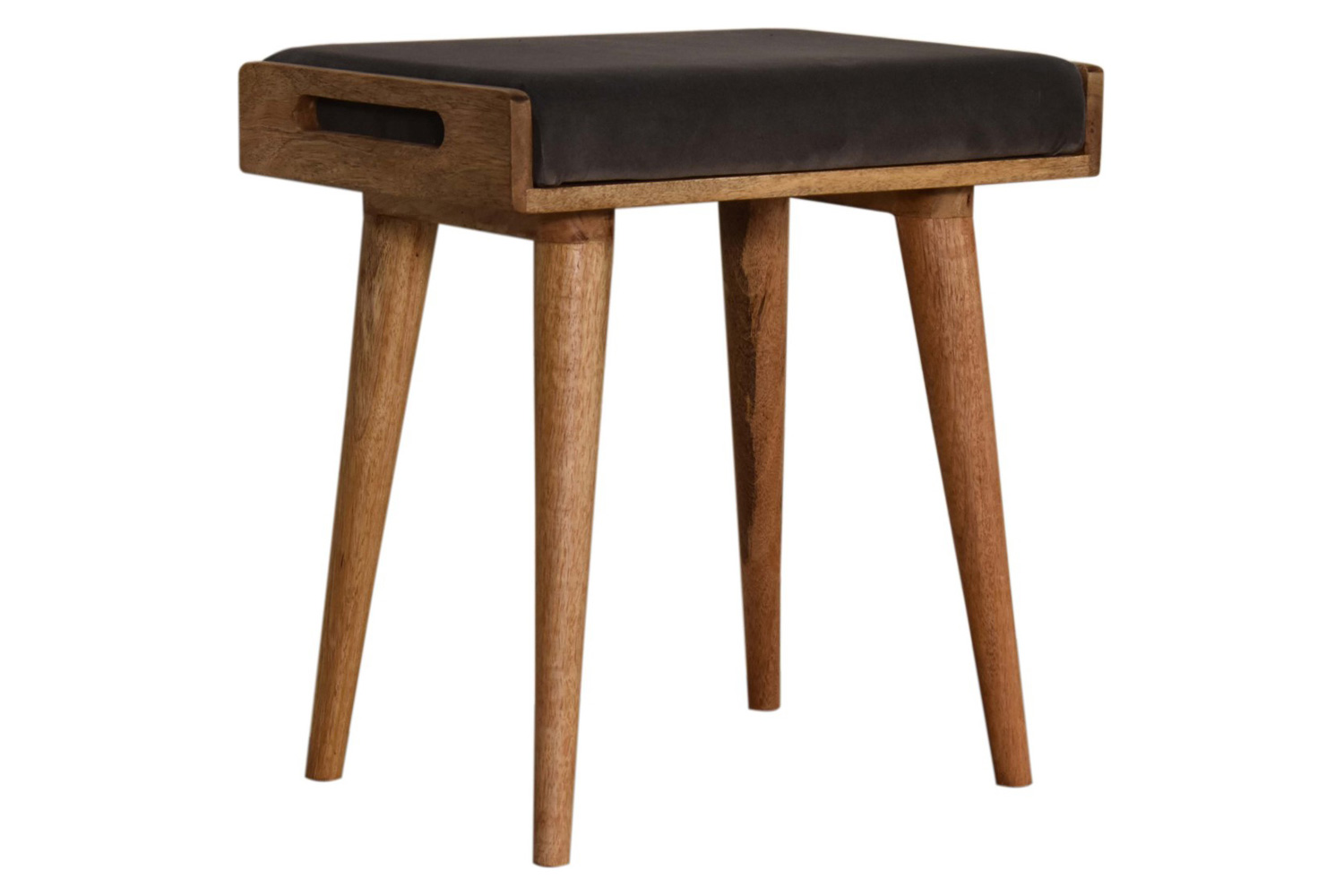 Artisan Tray Style Footstool - Velvet, Gray