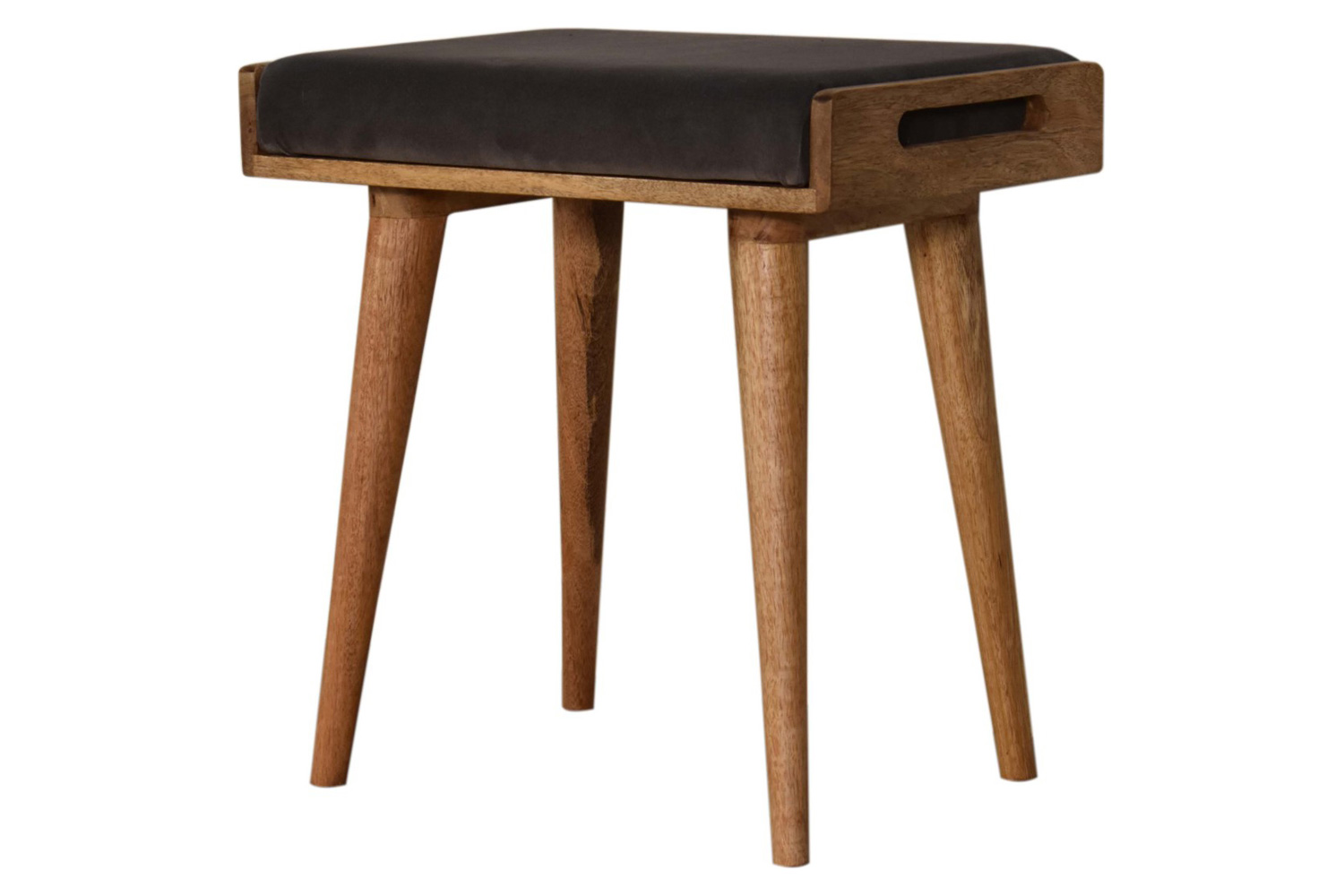 Artisan Tray Style Footstool - Velvet, Gray