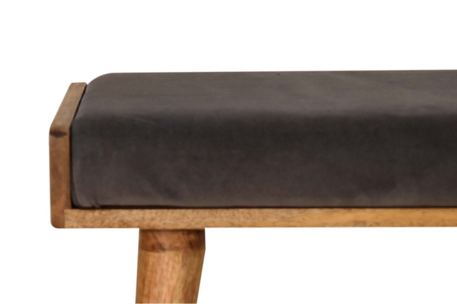Artisan Tray Style Footstool - Velvet, Gray