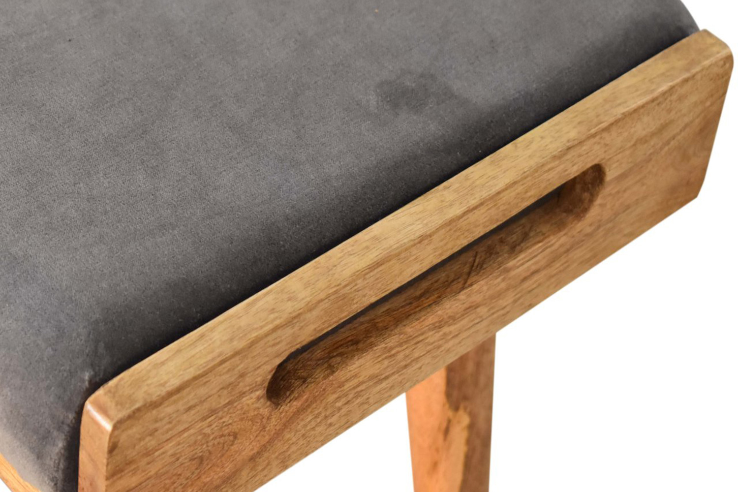 Artisan Tray Style Footstool - Velvet, Gray