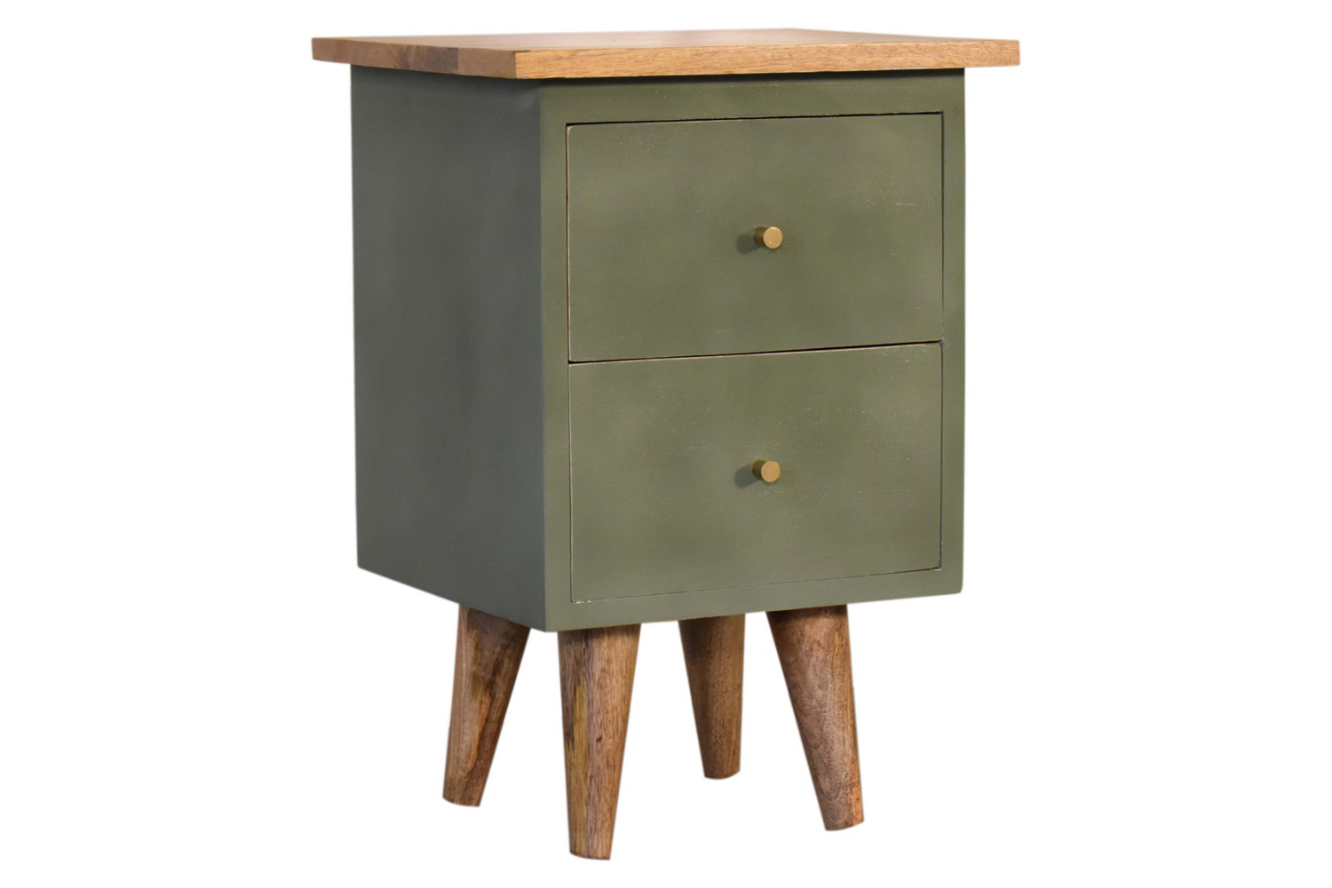 Artisan Hand Painted Bedside - Olive